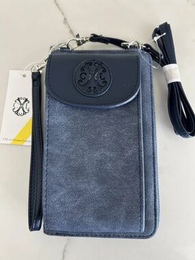 Christian Lacroix Navy Zip Wallet with Card Slots